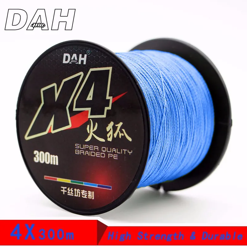 

300M DAH FISHING Brand super strong Japan multifilament PE braided fishing line 4 strands braided wires 8 10 20 30 40 60 80LB