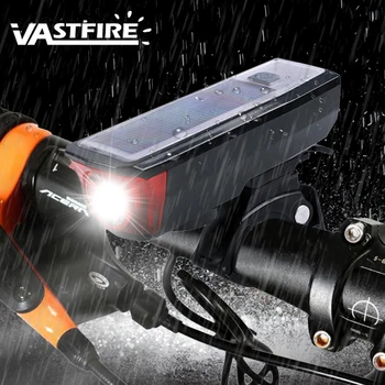 

Waterproof USB Bike Light 3 Modes XM-L T6 Bicycle Headlight Solar Panel Charging Cycling Light with 140 dB Horn
