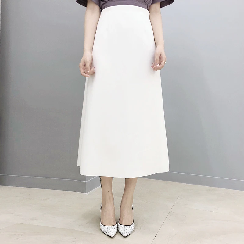 

New Arrival Office Lady High Waist Elastic Waist White Color A-line Cotton Summer Skirt XHSD-3222
