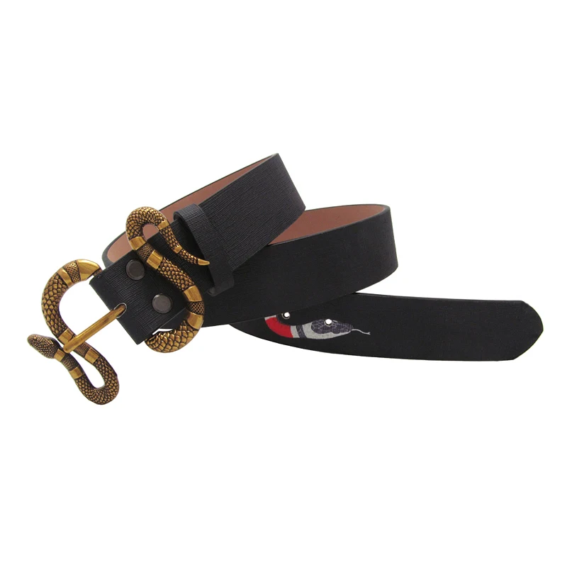 

Western Fashion Men Snake Leather Belt Retro Style Leisure Jeans Snake Buckle Belt Men Strap