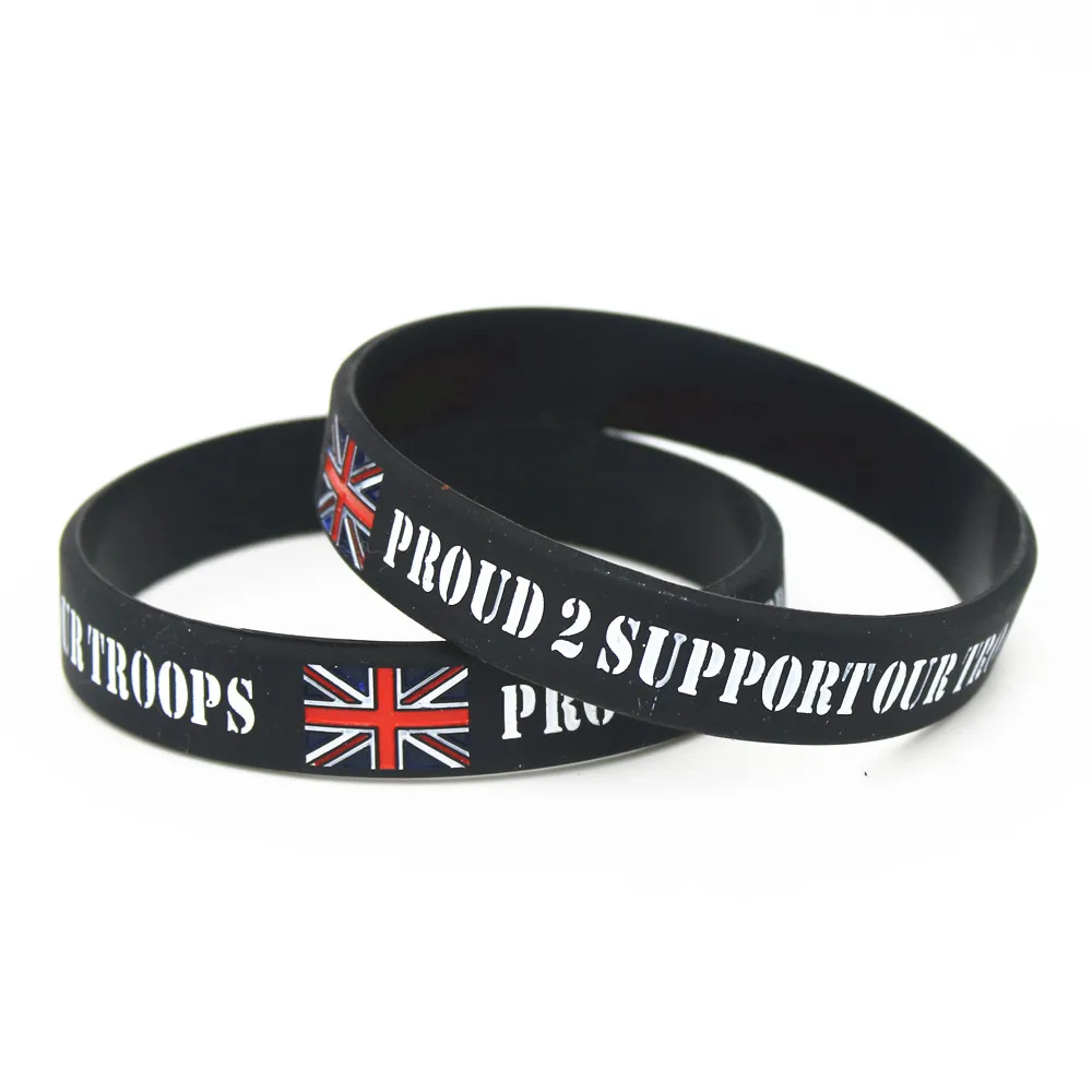 50PCS Proud 2 Support Our Troops Silicone Wristbands THE Britain A.B.F Soldiers Charity UK Silicone Bracelets &Bangles SH188