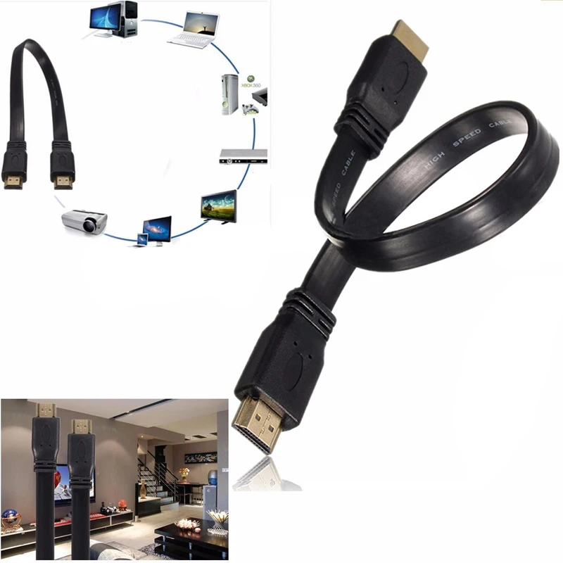 Высокоскоростной HDMI кабель Full HD короткий HDMI штекер плоский кабель Шнур широко используемое выходное устройство для аудио-видео HD tv PS3