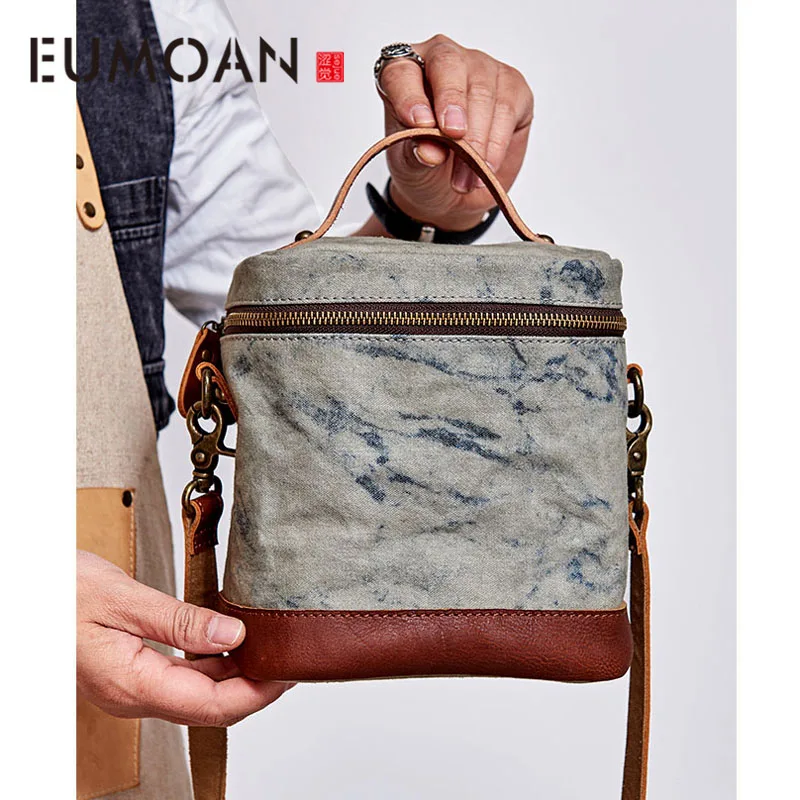 

EUMOAN Bucket bag female new Messenger bag casual canvas retro mini handbags handbag simple ladies bag