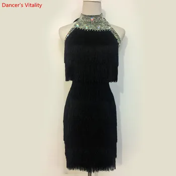

Children Latin Dance Competition Dress Sexy Backless Tassel Latin Dress Women Walzte Ballroom Dance Performance Costumes