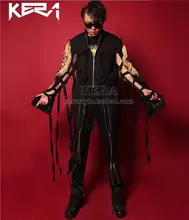 The newest Mirror bright red leather jacket zipper stitching leather coat menswear singer DJ atmospheric stage costumes