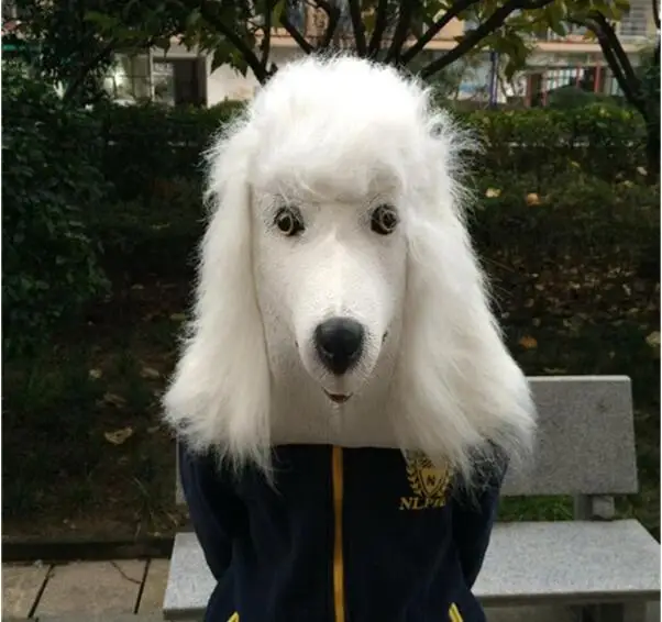 Hot selling Poodle Cosplay Animal Mask Carnival Costume Head Latex Dog