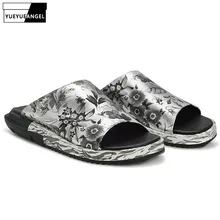 Высококачественная брендовая мужская повседневная обувь без застежки мужские сандалии новая модная пляжная обувь из натуральной кожи с толстой подошвой, большие размеры