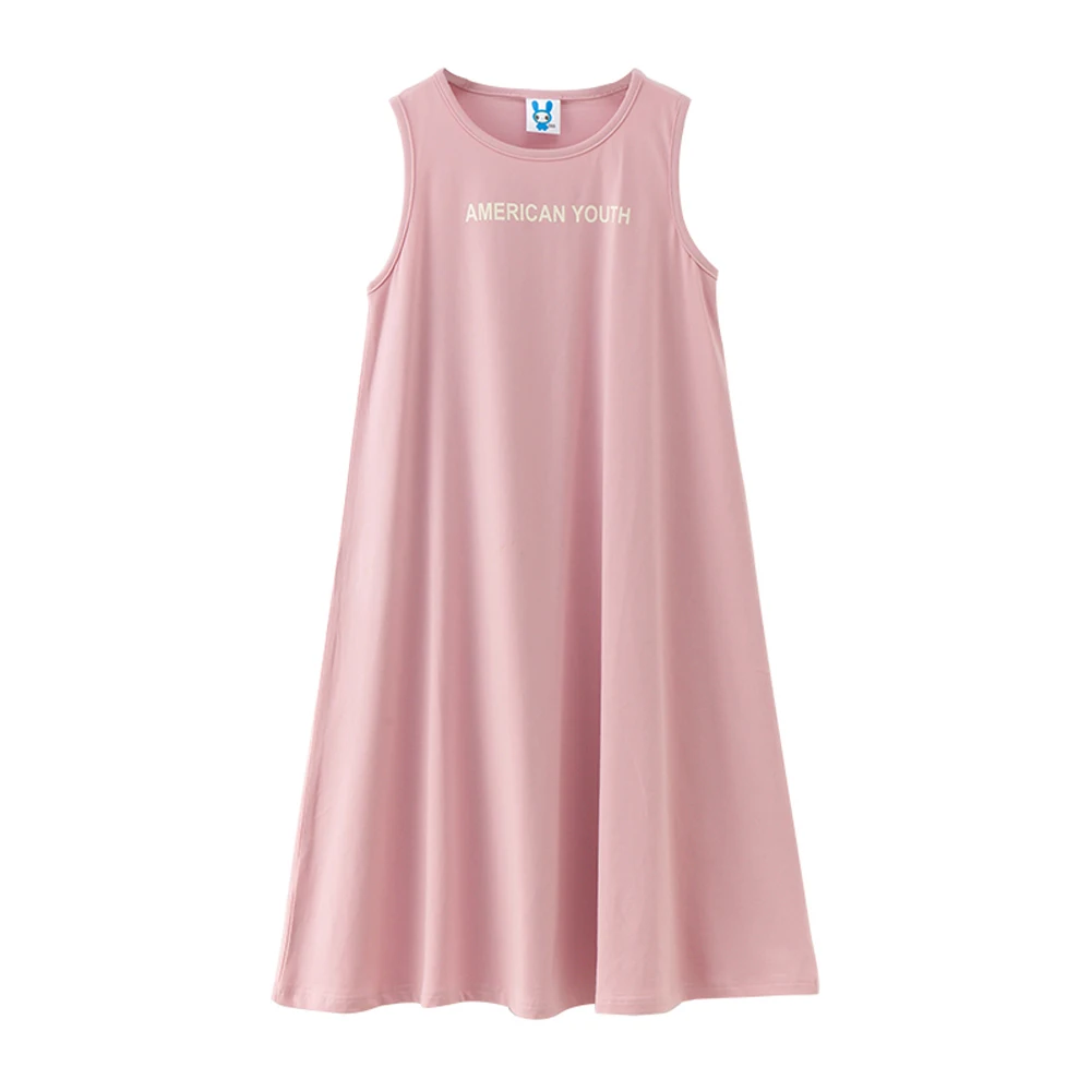 B-S80 модное летнее платье для девочек розовые платья без рукавов платье принцессы От 5 до 14 лет детей и подростков летнее платье для девочек