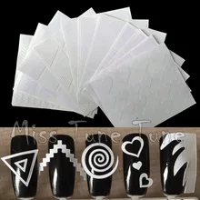 12pcs set Nail Art Guide Tips Hollow Stencils Sticker French Manicure Template 3D Vinyls Decals Form