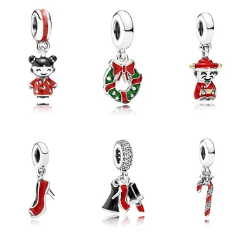 

Christmas lucky 925 Sterling Silver Charms Doll Lipstick Shoes Umbrella Pendant for Women Pandora Bracelets & Bangles