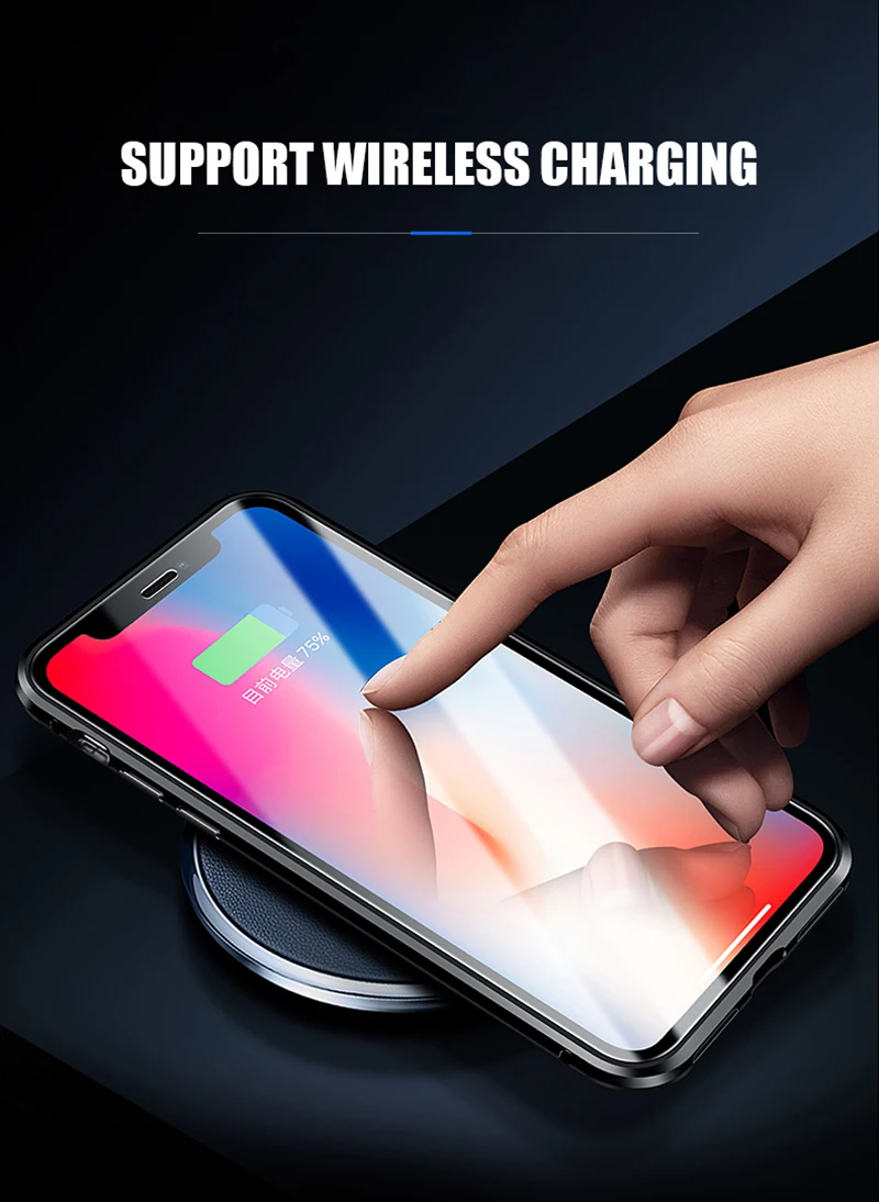 Luxury Double glass Metal Magnetic Case for iPhone XS MAX iPhone X XR 7 8 Plus 8plus Phone Case Magnet Cover 360 Full Protection (11)
