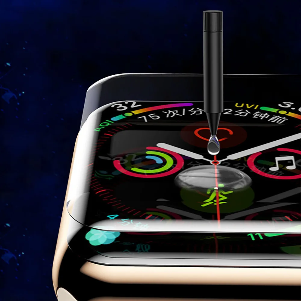 Защита экрана 2019 полное покрытие УФ Закаленное стекло протектор для Apple Watch Series 4 44