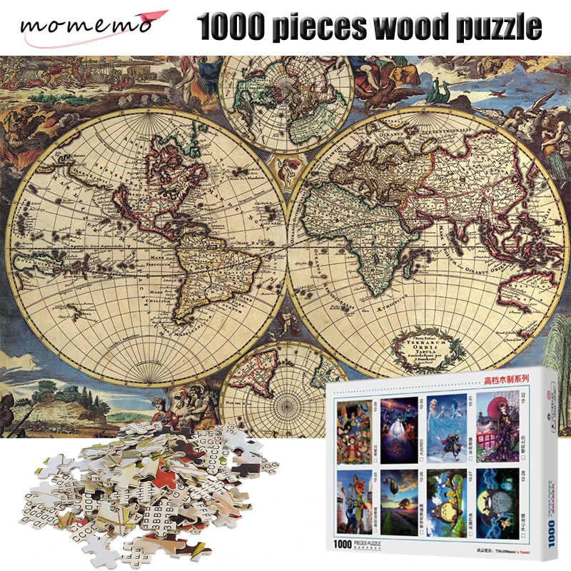 

MOMEMO The Ancient Maps 1000 Pieces Wooden Puzzle 2mm Thick Jigsaw Puzzles Adult Assembling 1000 Pieces Jigsaw Puzzle Toys