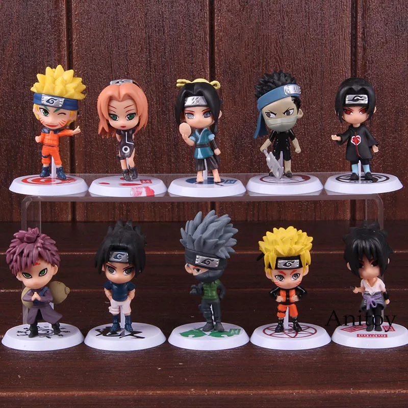 

Anime Q Version Naruto Figure Uchiha Madara Sasuke Kakashi Sakura Gaara Haku Momochi Zabuza PVC Action Figure Toys 10pcs/set