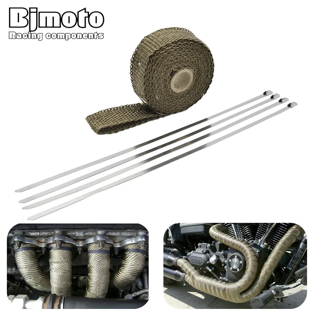 

Bjmoto Car Motorcycle Heat Shield Wrap Turbo Exhaust Heat Tape Wrap 5M 10M 15M Pipe Wrap Shields Manifold Header Insulation Roll