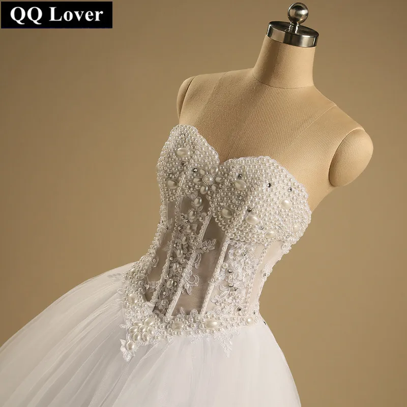 QQ Lover свадебное платье сексуальное на заказ Прозрачные Свадебные платья из жемчуга с реальными фотографиями