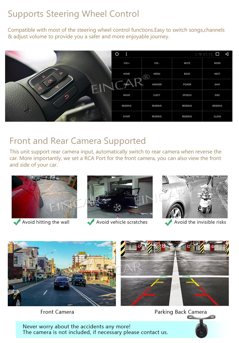 Perfect Front and backup cameras include! Android 7.1 8-core car audio Dual 2 DIN audio video receiver support WiFi 3G/4G 1080p OBD2 7