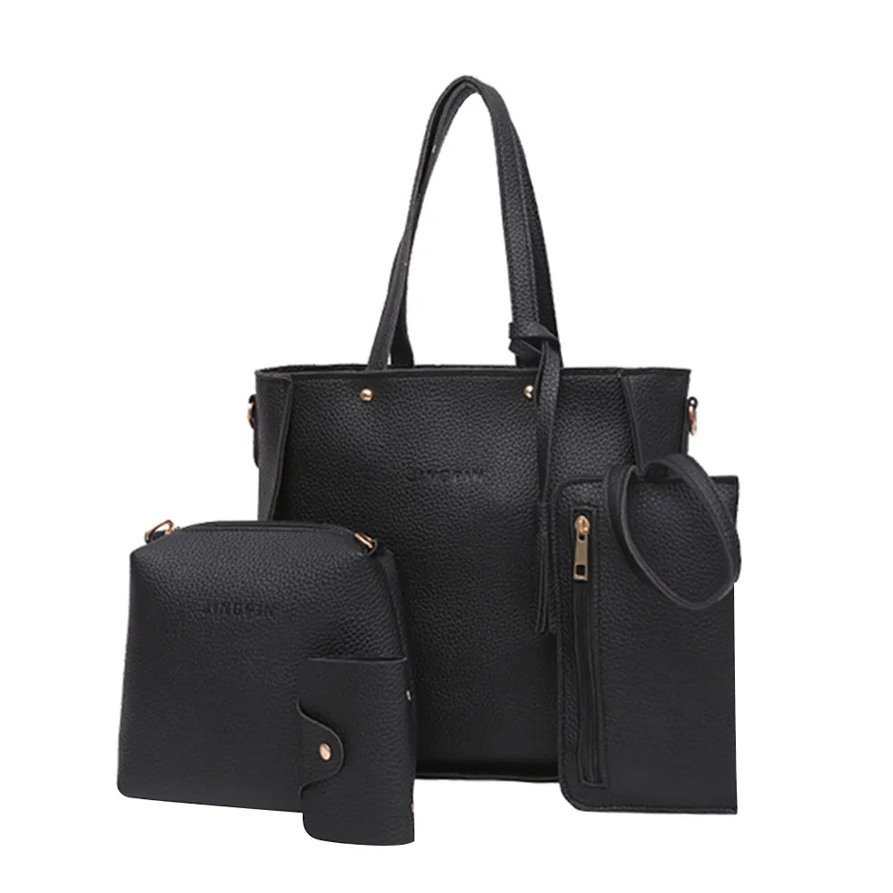 Women Four Set Handbag Shoulder Bags Four Pieces Tote Bag Crossbody Wallet Bags