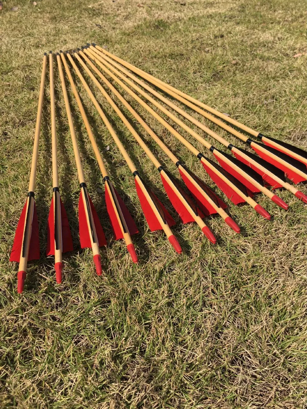 12PK Handmade Wooden Arrows Turkey Feather Target Practice Arrows For