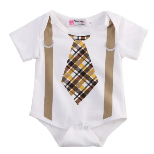 Модное хлопковое боди с короткими рукавами и круглым вырезом для маленьких мальчиков 0-18 месяцев, боди с галстуком-бабочкой, цельный