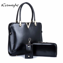 iCeinnight 3 PCS Set Luxury handbags women bags designer Purses Shoulder Handbag Pu leather Totes Composite