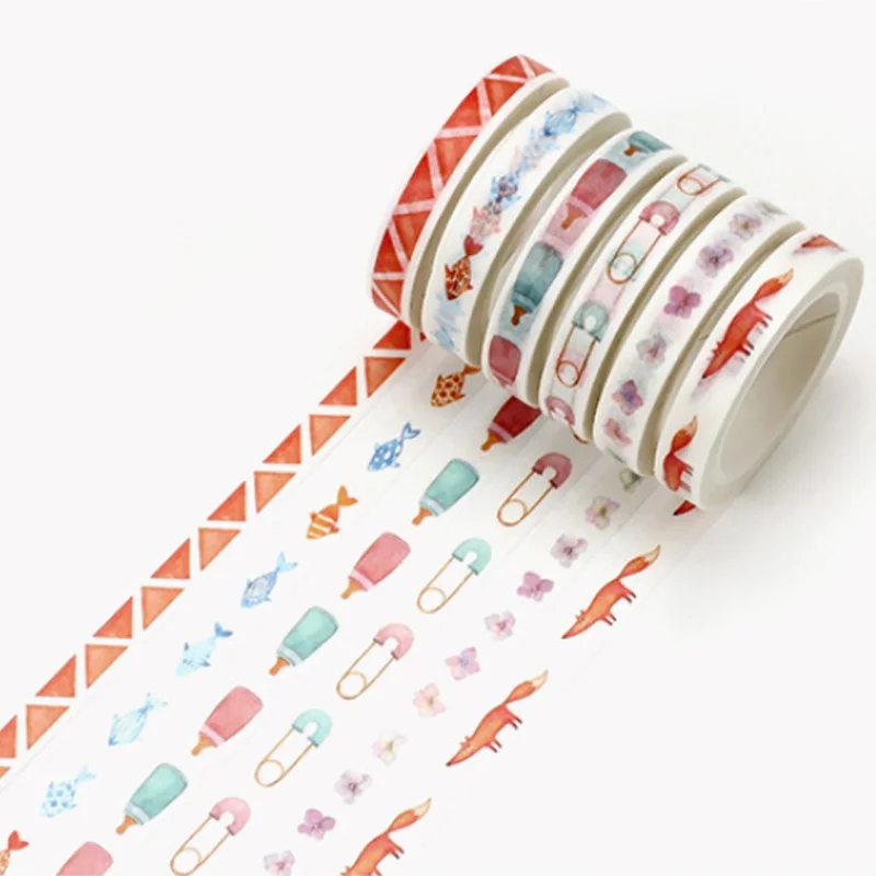 

0.8cm*8m Colorful star narrow washi tape DIY decoration scrapbooking planner masking tape adhesive tape label sticker stationery