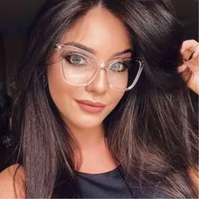 Gafas Retro para mujer, monturas para gafas de ojo de gato, grandes, transparentes, monturas para gafas para mujer, pierna de metal 2019