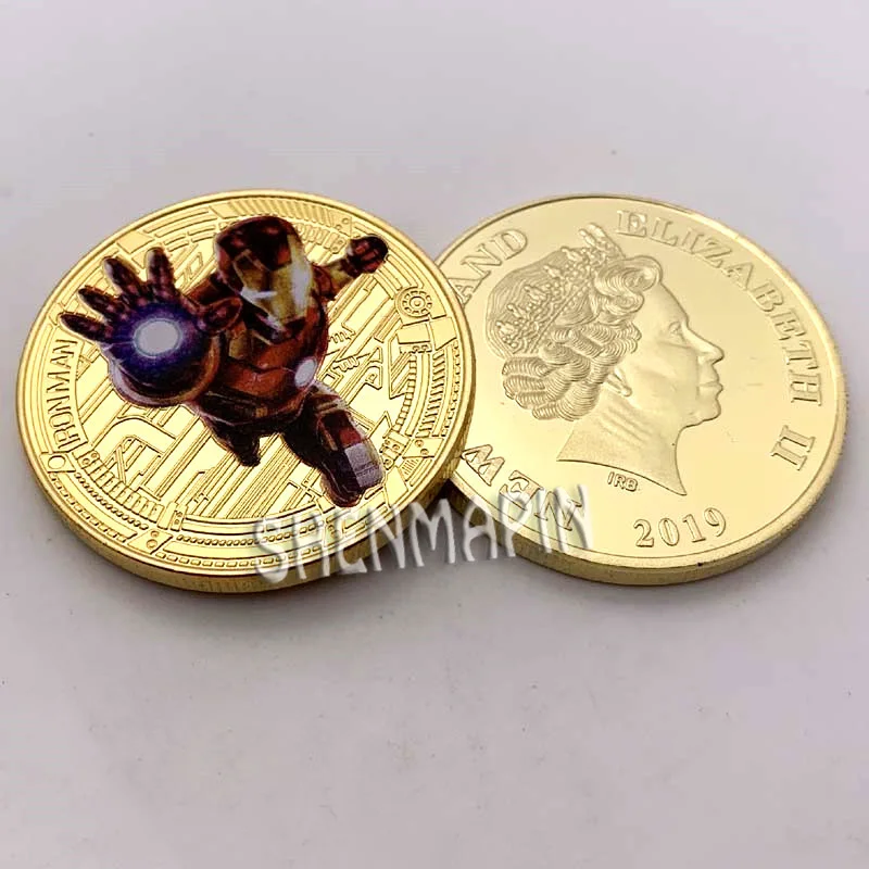 Железный человек памятная монета Мстители Marvel фильм коллекционные монеты Детский мультфильм анимационная игрушка подарок на день рождения супер герой
