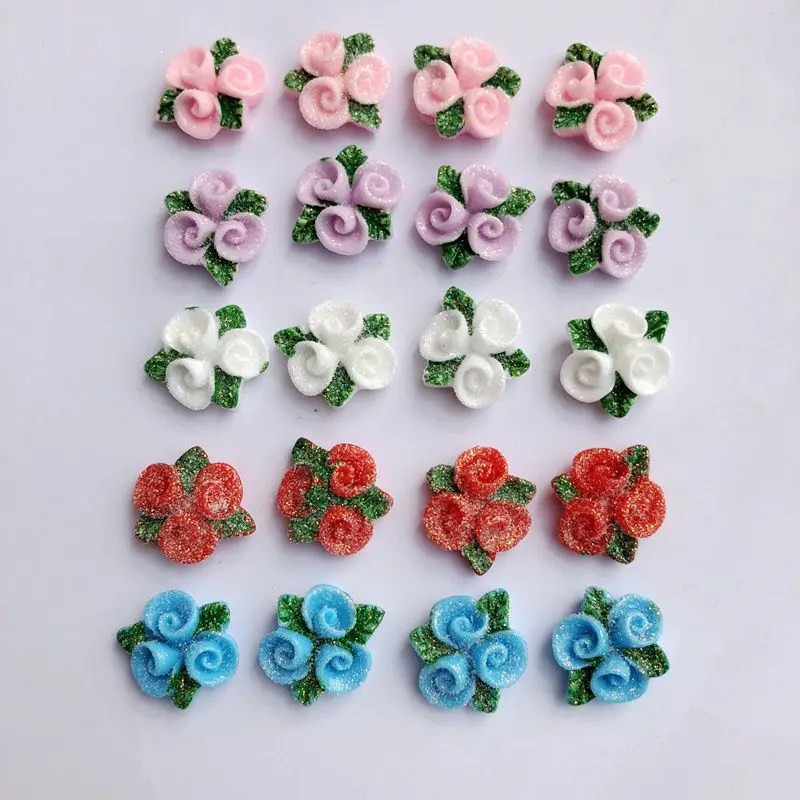 Flower 18*21mm 20pcs DIY gold powder Resin Crafts wedding decoration accessories flat back scrapbook -A60 | Дом и сад