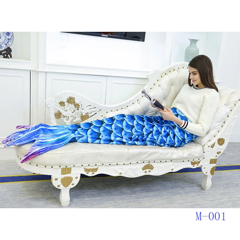 

DeMissir Mermaid Sleeping Bag Blanket Blue Nap Blanket Thicked Flannel couverture queue de sirene coperta sirenetta