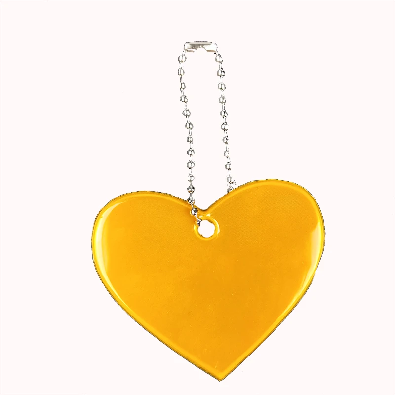 orange yellow Милый светоотражающий брелок в форме сердца, сумка, подвеска, Студенческая школьная сумка, аксессуары, мягкий ПВХ отражатель, брелки для видимой безопасности - Название цвета: orange yellow