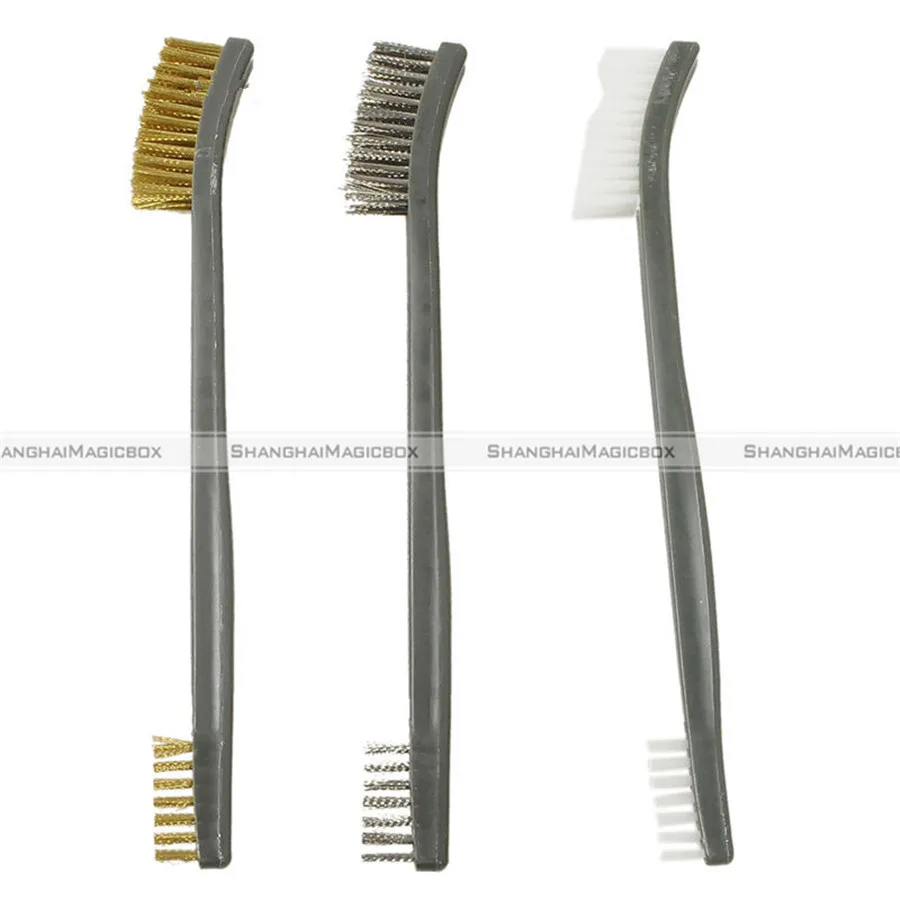 3pcs Gun Rifle Cleaning Tool Set Kit With Brass Brush Double Ended Wire