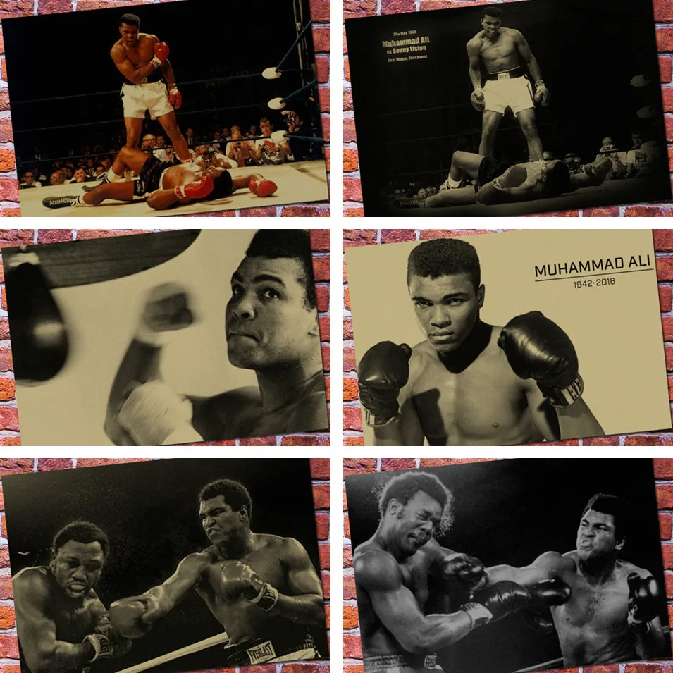

"Muhammad Ali" Vintage Poster Retro Kraft Paper Posters Bar Cafe Interior Decoration Painting movie poster