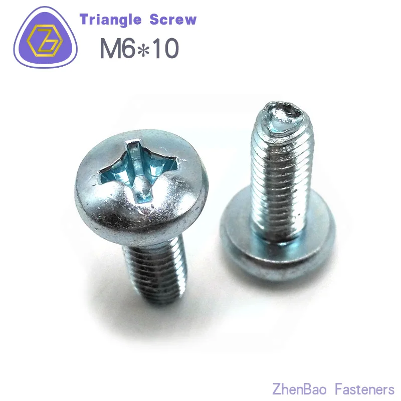 m6*10 , 100pcs , cross slot trilobular trilobular locking screws Carbon