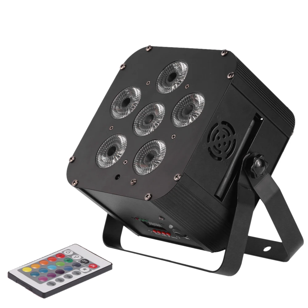 

LED RGBWAP 6/10 Channel PAR Light Build-in Wireless DMX Receiver Rechargeable Battery Stage Lamp with Remote Controller 6 X18W