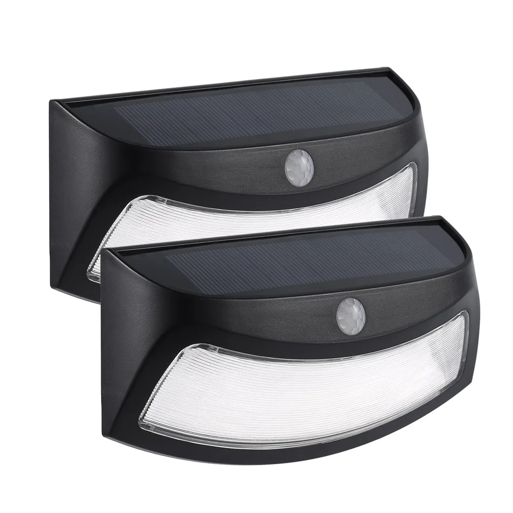 2pcs Body PIR Sensor Solar Power Light Outdoor Smiling Wall Lights Security Step Light Night Lamps AUTO OFF for Garden Doorway