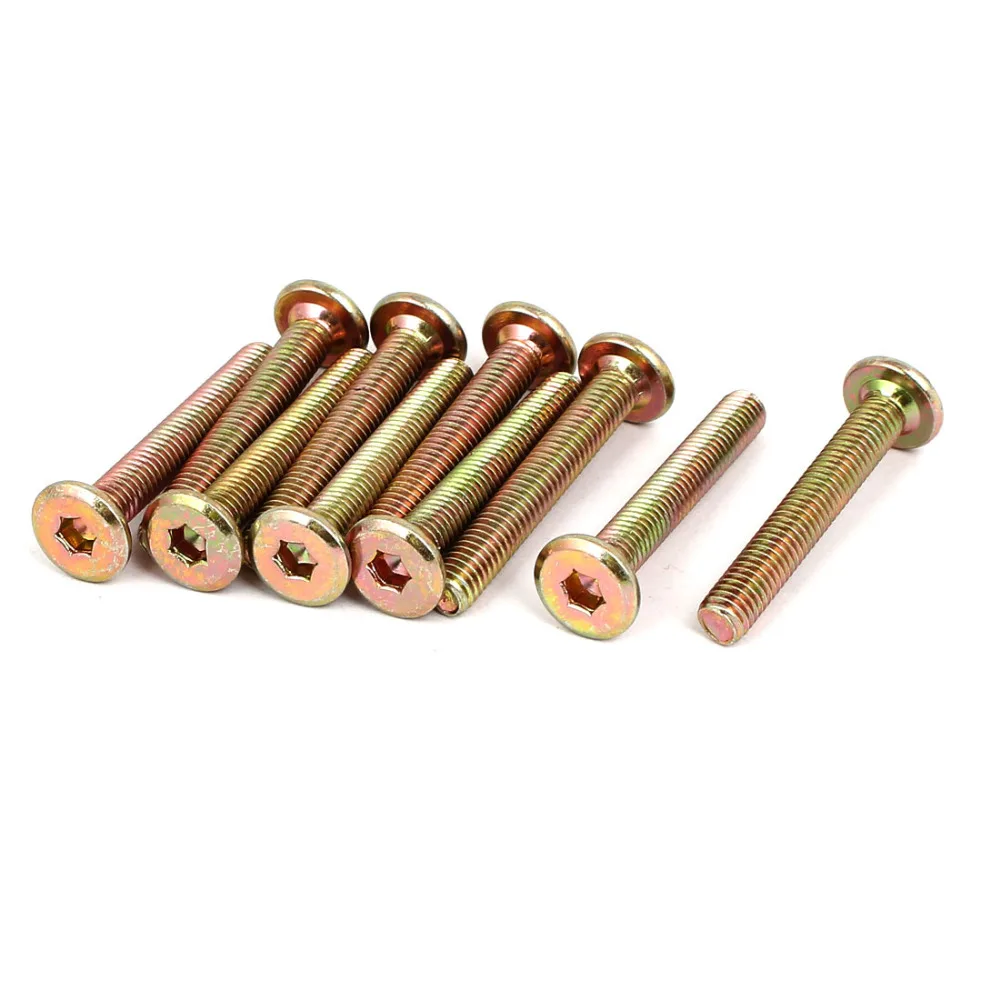 UXCELL 10pcs Flat Hex Socket Head Hexagon Furniture Bolts Connector