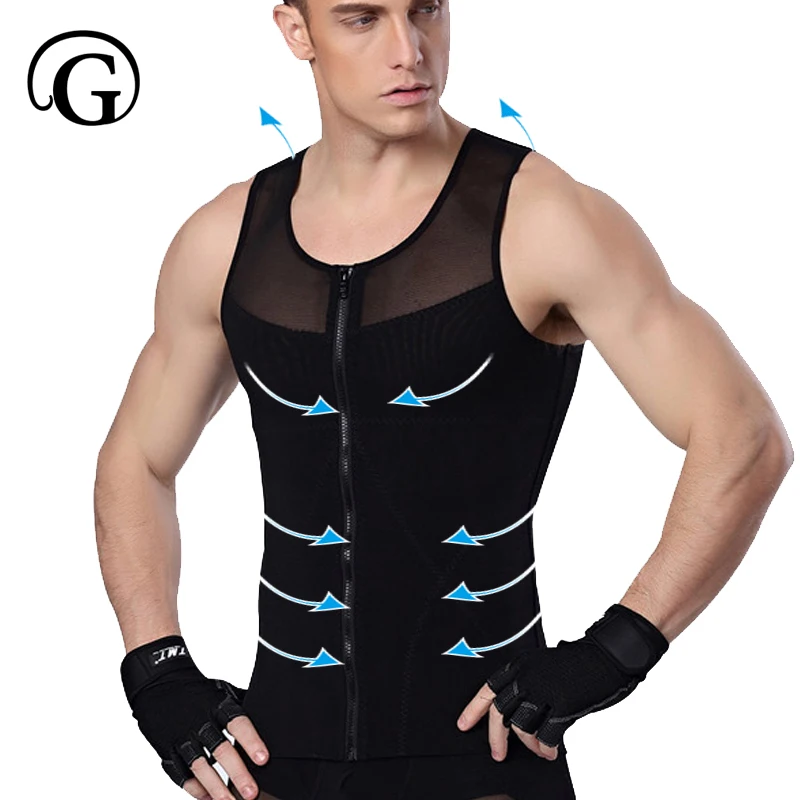 Cena Mężczyźni Shaper modlitwa ginekomastia gorset dla człowieka odchudzanie talii trymer Zipper ciała czopiarki kontrola brzuch podkoszulki brzucha kamizelka