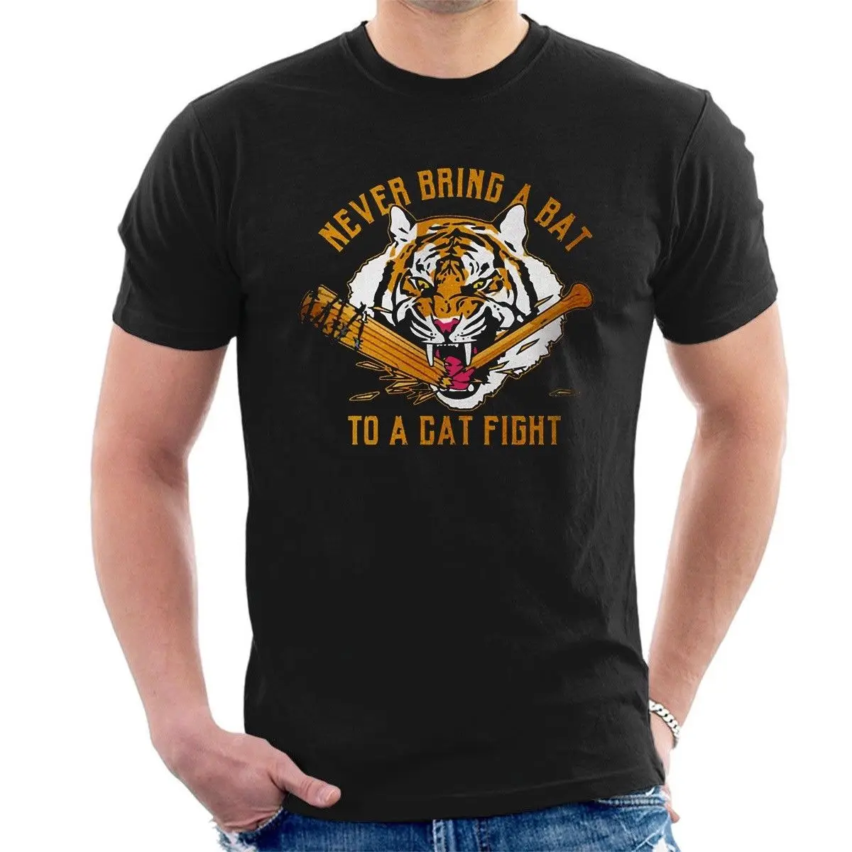 NEVER BRING A BAT TO CAT FIGHT t-shirt TWD Walking Dead Shiva Negan Spoof C25 футболка с рисунком для мужчин унисекс