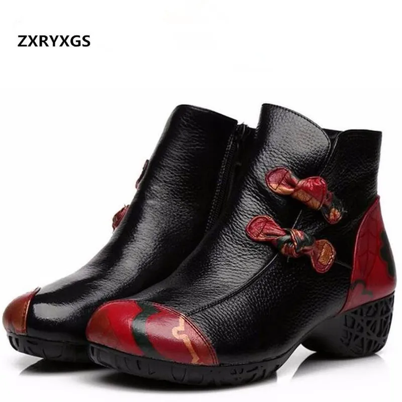

ZXRYXGS brand boots women shoes boots winter ankle boots 2018 new Flowers fashion shoes woman genuine leather shoes women boots