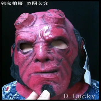 

Top Quality 100% Eco-friendly Latex Halloween Adult Superhero Roleplay Hellboy Latex Mask Movie Horror Face Mask droppshipping