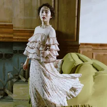 Линетт's chinoiseroy весна осень Женская винтажная юбка с цветочным принтом