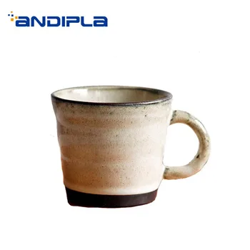

280ml Japanese-style Water Cup Handmade Ceramic Coarse Pottery Vintage Coffee Milk Handle Cups Fruit Juice Mugs House Drinkware