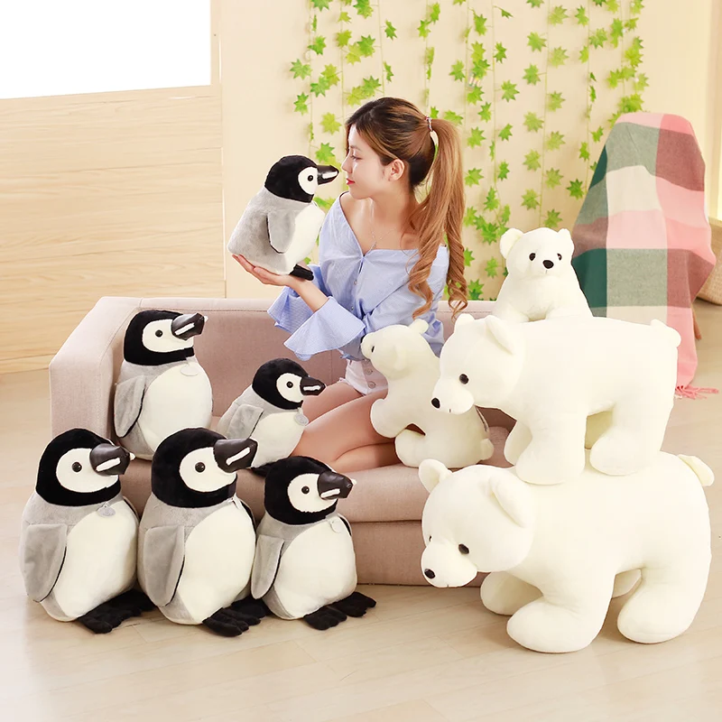 Милый плюшевый белый медведь Милая мягкая игрушка-Пингвин детские игрушки для девочек на день рождения Рождественский подарок милая девочка 35-65 см кукла