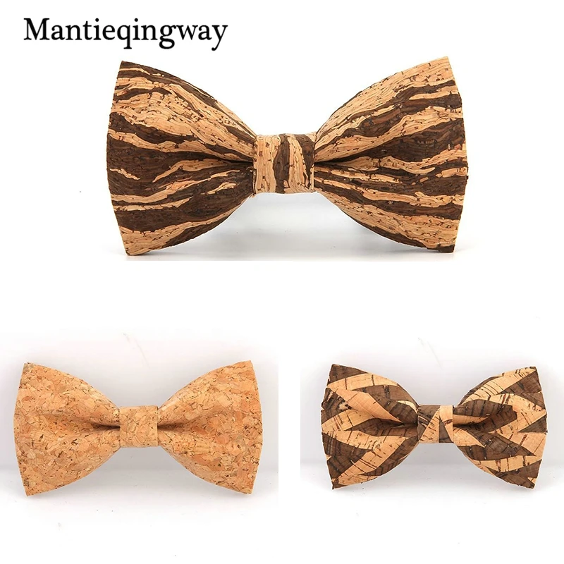 

Mantieqingway Novelty Corkwood Handmade Solid Good Wood Bowtie For Men Wedding Personality Neckwear Party Accessories Men Tie