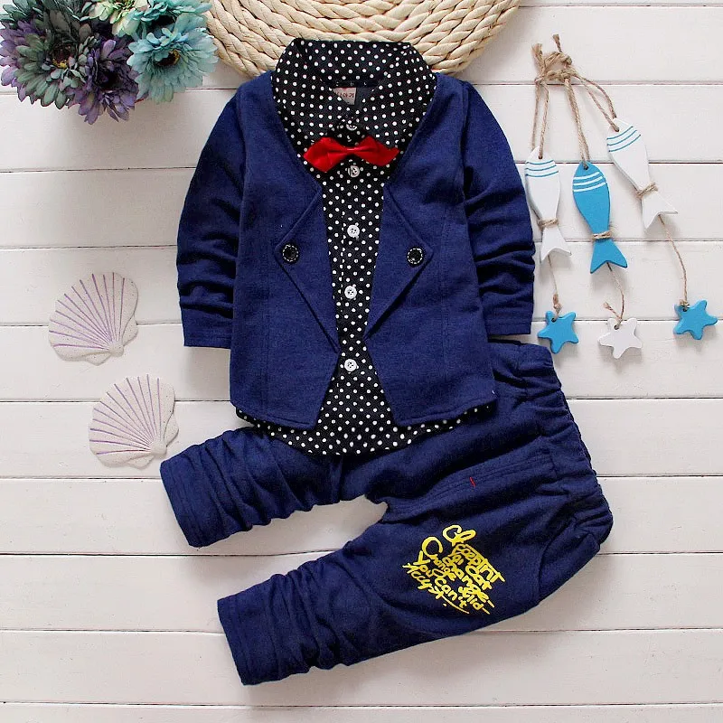 2017 Boys Spring Two Fake Clothing Sets Kids Boys Button Letter Bow Suit Sets Children Jacket + Pants 2 pcs Clothing Set Baby HTB1Ne42MFXXXXauXFXXq6xXFXXXE - 2017 Boys Spring Two Fake Clothing Sets Kids Boys Button Letter Bow Suit Sets Children Jacket + Pants 2 pcs Clothing Set Baby
