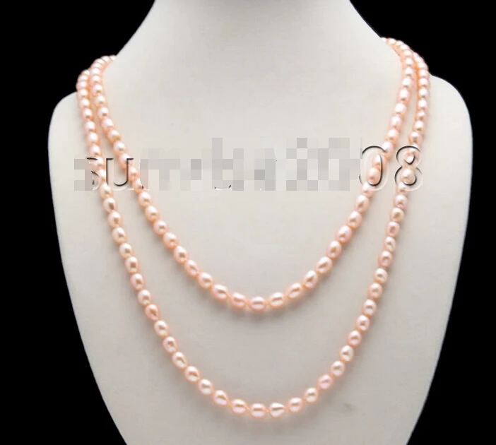 

Free shipping@@@@@ As057 2015 new 7*8mm White pink oval Cultured Pearl length freshwater Necklace a