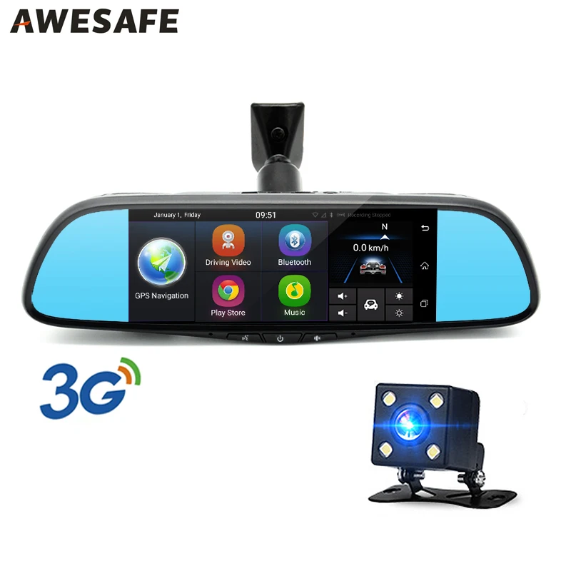 AWESAFE Special 3G font b Car b font Rearview Mirror DVR Camera 7 Android font b