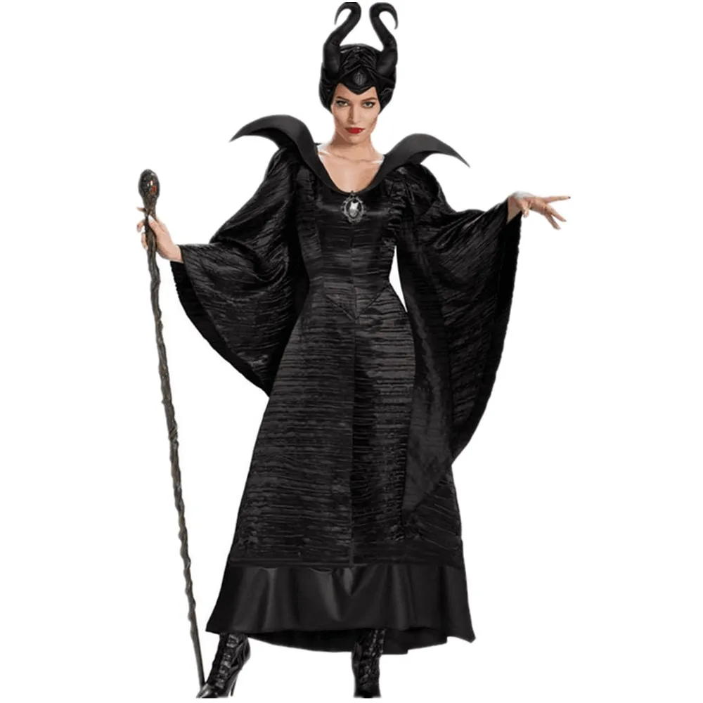 Плюс размер XXXL сексуальные взрослые чехлы на телефон «малифисента» Темный королева маскарадный костюм Хэллоуин вечерние Косплей злая ведьма маскарадный костюм - Color: Black