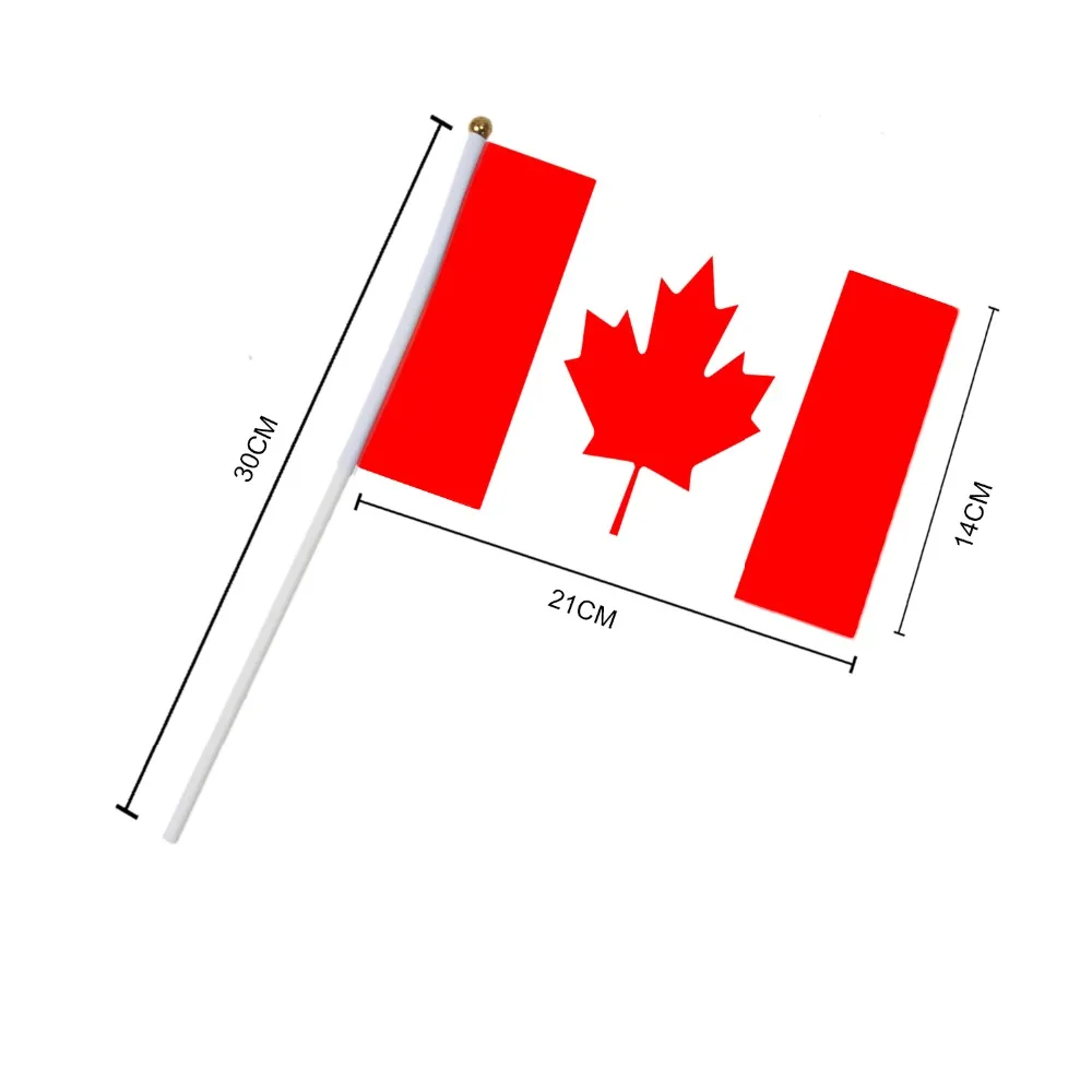 14x21 см 5 шт. канадский флаг для ручного развевания 14*21 см канадские маленькие Национальные флаги с пластиковые флагштоки NC011
